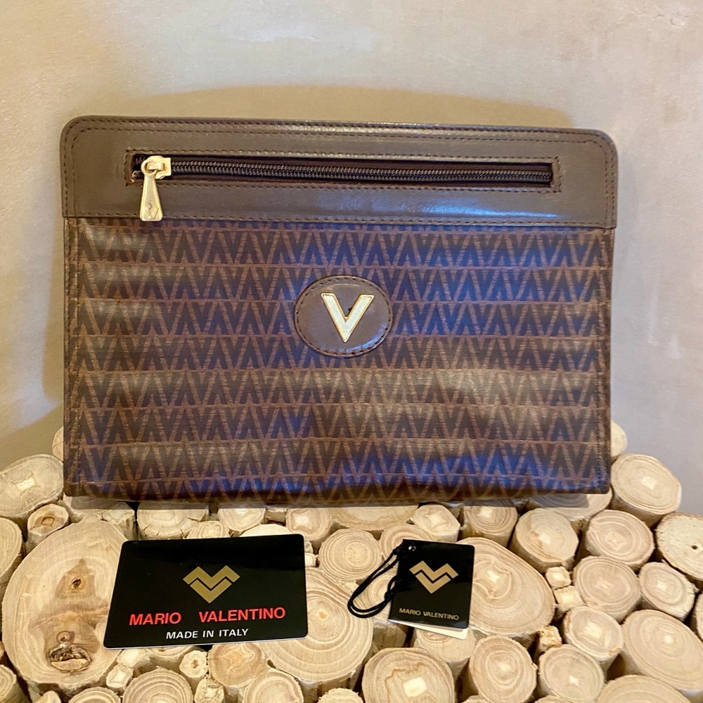 Authentic Vintage Mario Valentino Monogram Clutch Made in Italy COA + SSV1 Tag